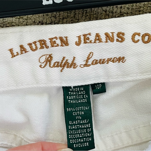 Lauren Jeans Co. Ralph Lauren Women's Size 10 P White Ankle Zip Jeans Stretch - Picture 7 of 8